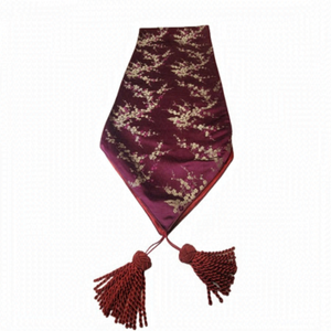 Floral Purple Satin Rectangular Table Runner